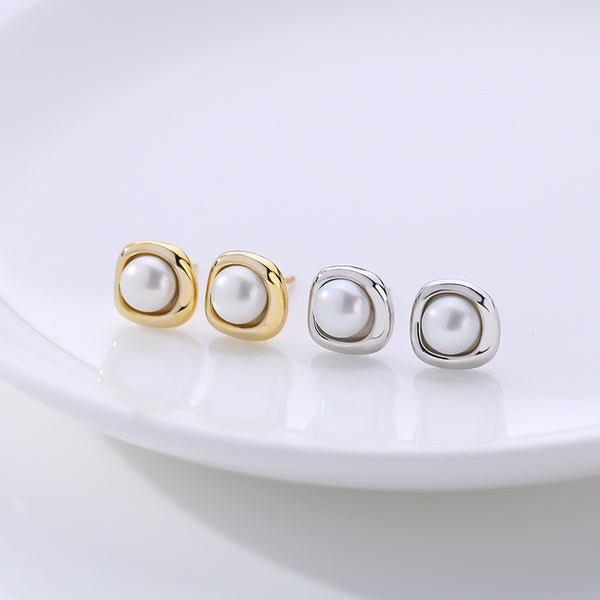 FE2620 925 Sterling Silver Bread Pearl Stud Earring