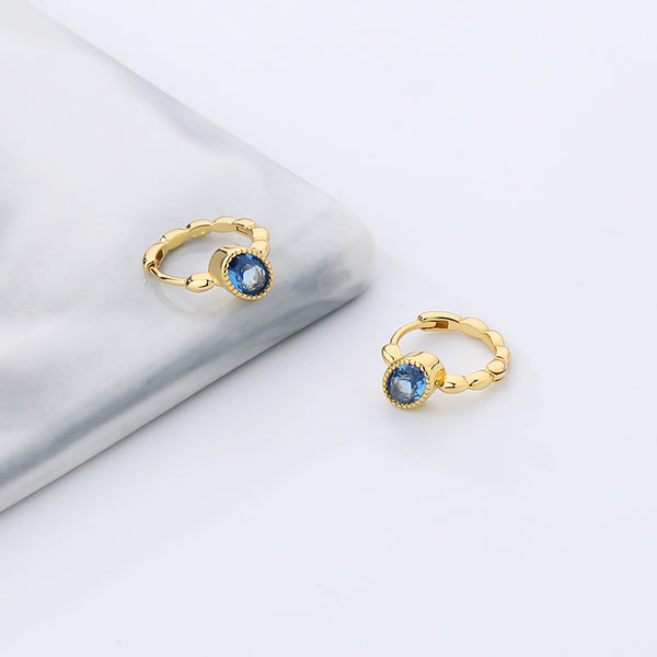 FE2535 925 Sterling Silver Dainty Spinel Stone Hoop Earring