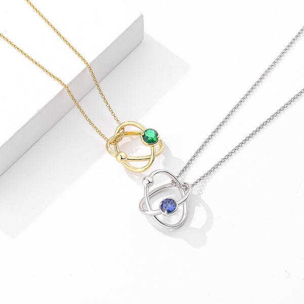 FX1017 925 Sterling Silver Fantasy Interstellar Green CZ Pendant Necklaces