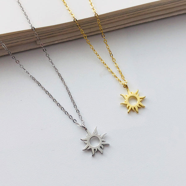 FX1162 925 Sterling Silver Sunburst Pendant Necklace