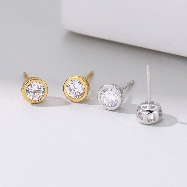 FE3056 925 Sterling Silver Bezel Stud Earring