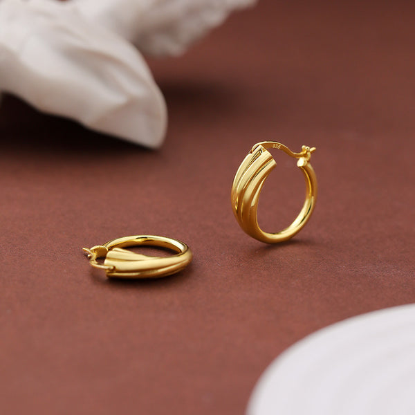 FE3045 925 Sterling Silver Bold Twisted Hoop Earring