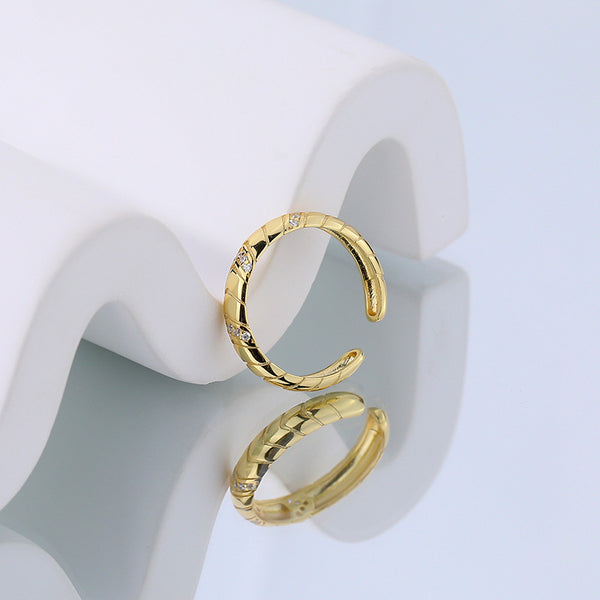 FJ0915 925 Sterling Silver Bamboo Open Ring