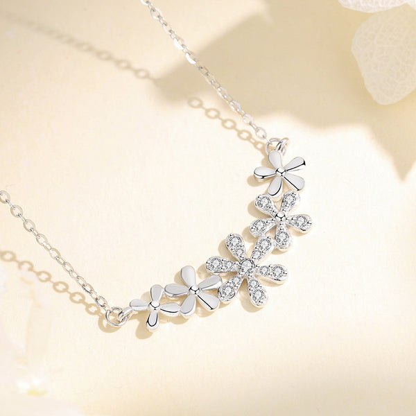 FX1234 925 Sterling Silver Flower Climber Necklace