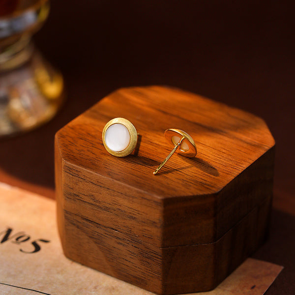 FE3050 925 Sterling Silver Mother of Pearl Brushed Earrings