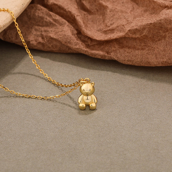 FX1141 925 Sterling Silver Dainty Bear Pendant Necklace