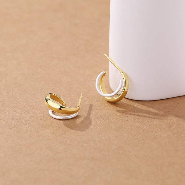 FE2622 925 Sterliang Silver Dainty Color Separation Circle Stud Earring