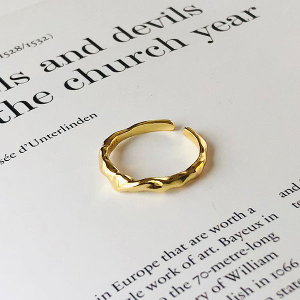 FJ0996 925 Sterling Silver Irregular Split Ring