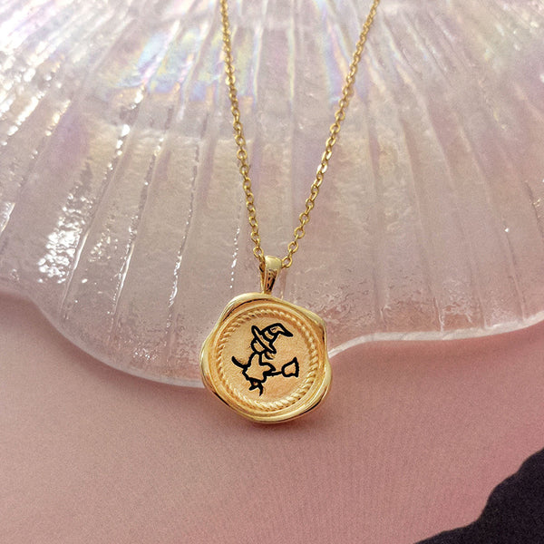 FX1051 925 Sterling Silver Cute Witch Coin Necklace