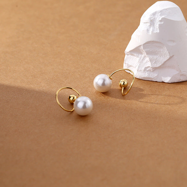 FE2624 925 Sterliang Silver Spiral Glue Pearl Stud Earring