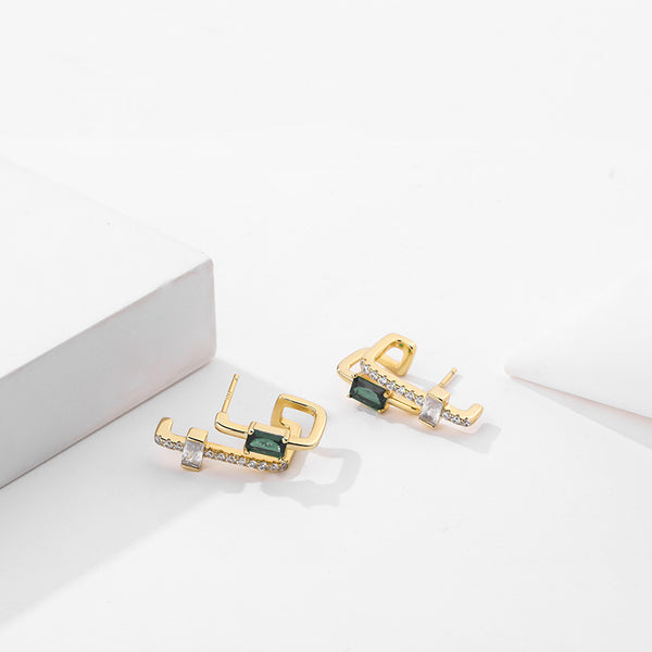 FE2583 925 Sterling Silver Colorful CZ Stone Cross Stud Earring