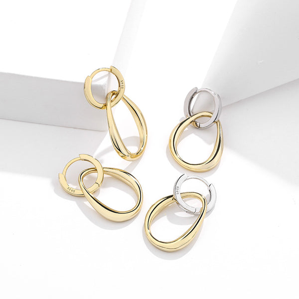 FE2487 925 Sterling Silver Dainty Circle Dangle Earrings