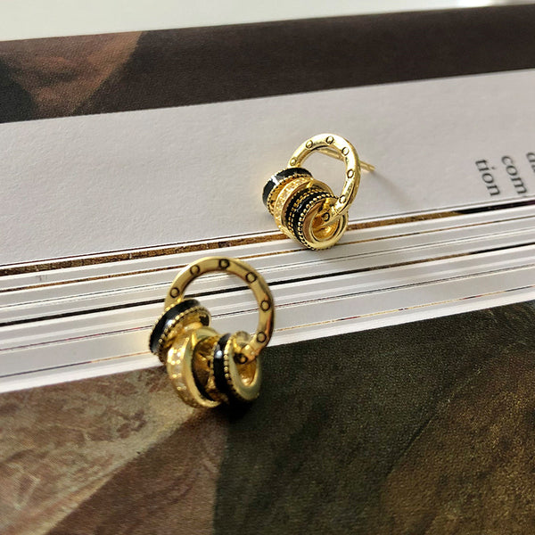 FE2641 925 Sterliang Silver Hollow Circle Zircon Dangle Stud Earring