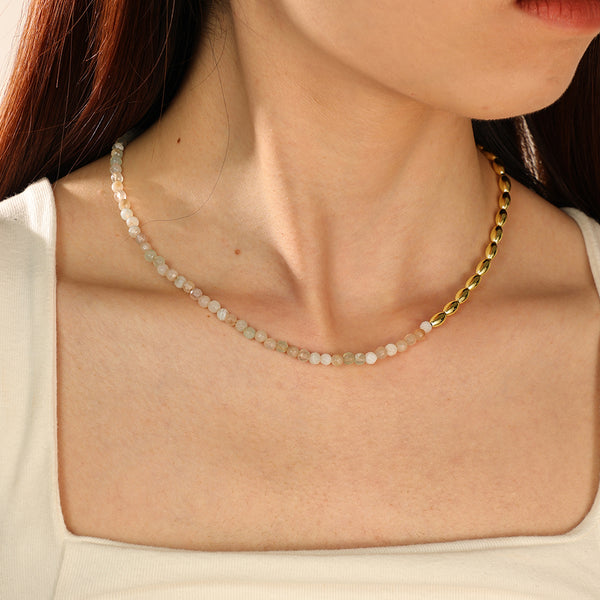 PN0093 Gold Bead Agate Necklace