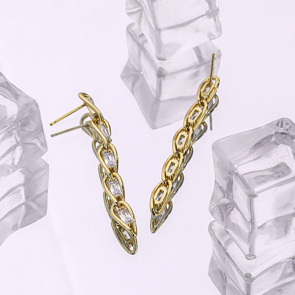 FE2636 925 Sterliang Silver Chain Dangle Stud Earring