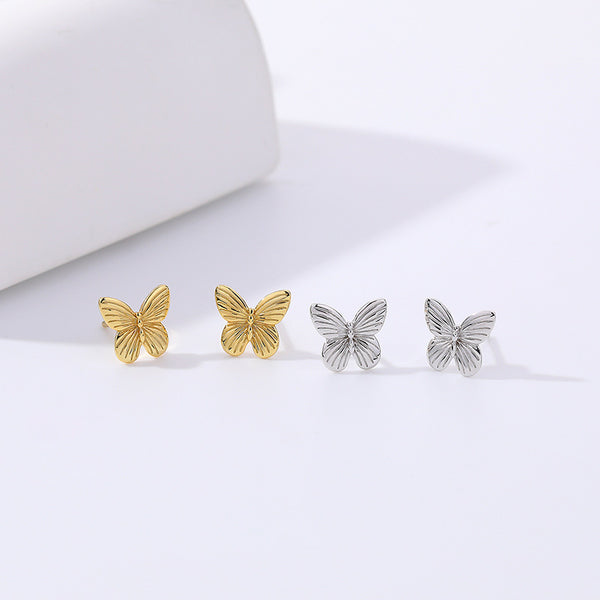 FE2708 925 Sterling Silver Fashion Butterfly Stud Earrings