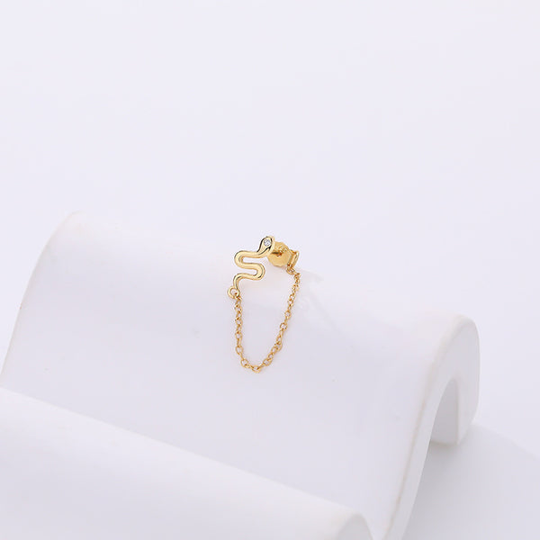 FE2588 925 Sterling Silver Dainty Chain Boa Dangle Stud Earring