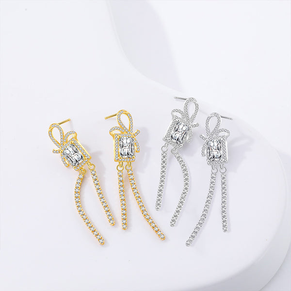 FE2990 Double Tennis Tassel Dangle Earrings