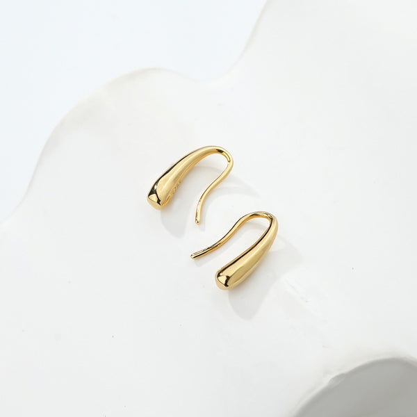 FE2469 925 Sterling Silver Glossy Drop Hoop Earrings