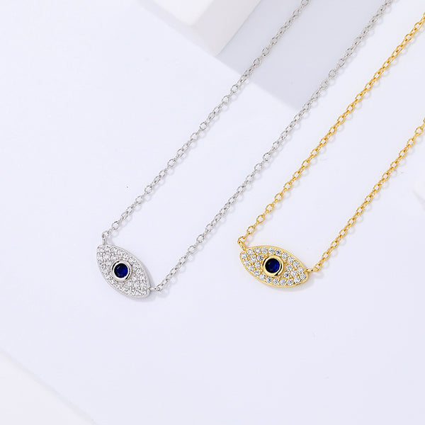 FX0997 925 Sterling Silver Blue Zirconia Evil Eye Pendant Necklaces