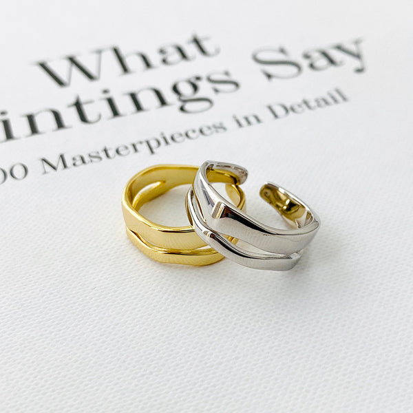 FJ0986 925 Sterling Silver Trendy Geometric Split Ring