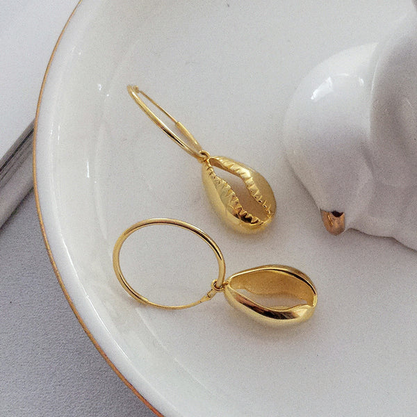 FE2555 925 Sterling Silver Dainty Broad Bean Dangle Hoop Earring