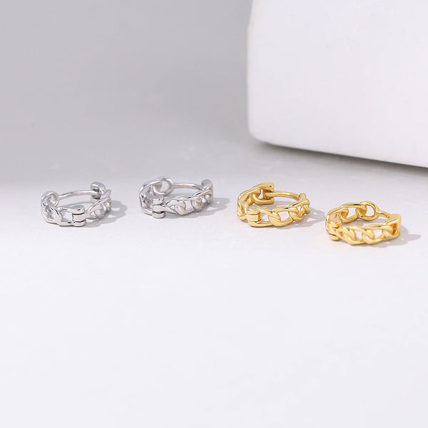 FE3067 925 Sterling Silver Chain Link Hoop Earring