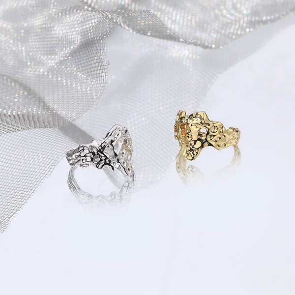 FJ0930 925 Sterling Silver Chunky Melted Ring