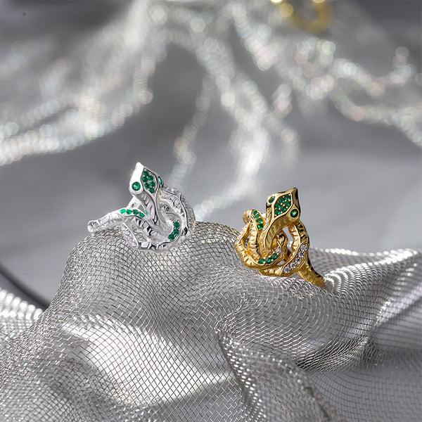 FJ0914 925 Sterling Silver Zircon Snake Ring