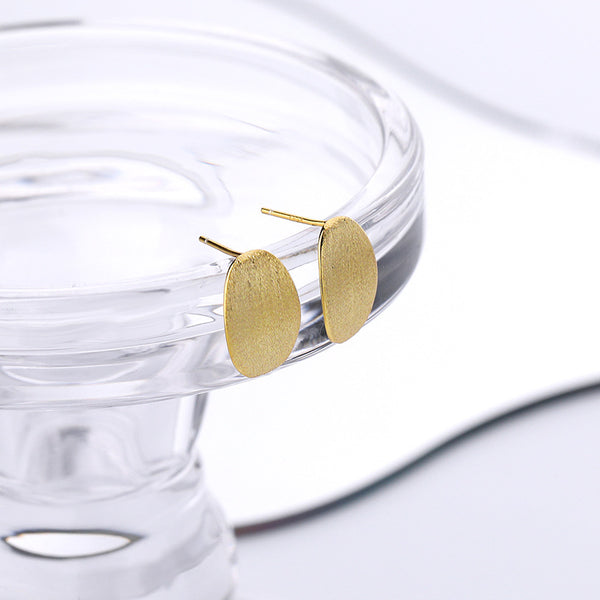 FE2704 925 Sterling Silver Simple Retro Oval Stud Earrings