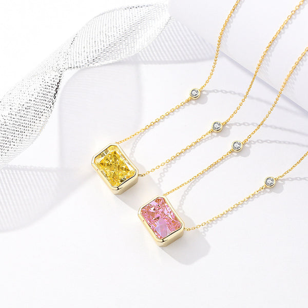 FX1203 925 Sterling Silver Pink Cubic Zircon Necklace