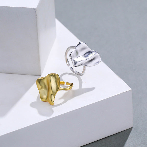 FJ0969 925 Sterling Silver Irregular Sunken Ring