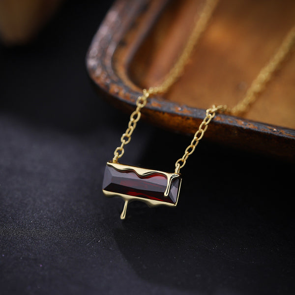 FX1257 925 Sterling Silver Melted Crystal Pendant Necklace