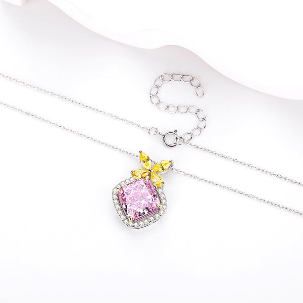 FX1204 925 Sterling Silver Rhombic CZ Necklace