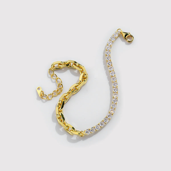 FS0375 925 Sterling Silver Panel Zirconia Bracelet