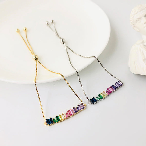FS0327 925 Sterling Silver Rainbow Zircon Bracelet