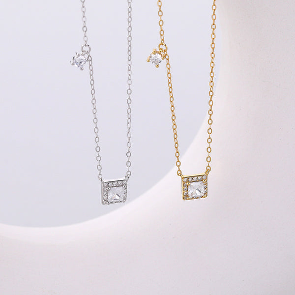 FX1255 925 Sterling Silver Pave CZ Pendant Necklace