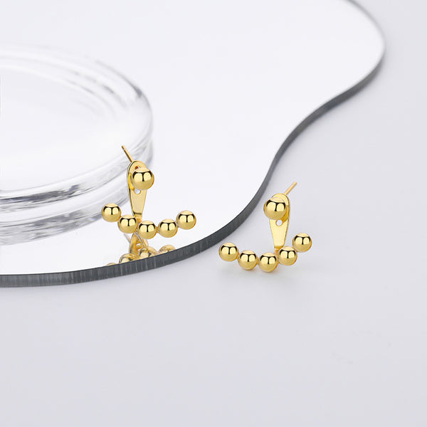 FE2627 925 Sterliang Silver Dainty Round Beads Stud Earring