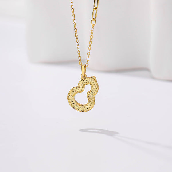 FX0959 925 Sterling Silver Scale Cutout Gourd Necklace