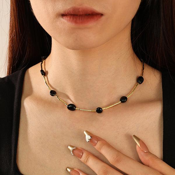 PN0103 Obsidian Choker Necklace