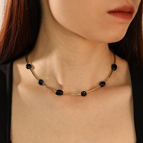 PN0103 Obsidian Choker Necklace