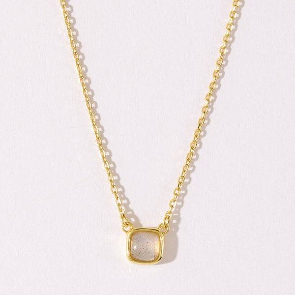 VFX0200 Geometric Square Moonstone Pendant Necklace
