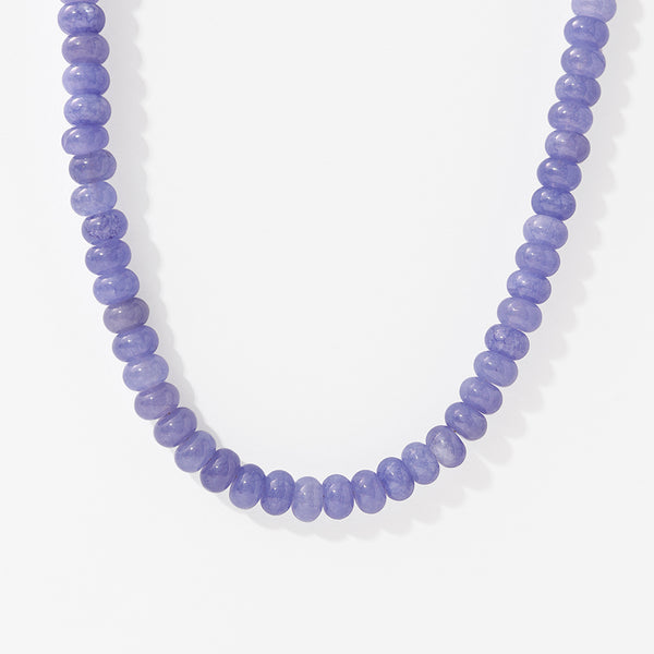 PN0191 925 Sterling Silver Purple Charm Beaded Necklace