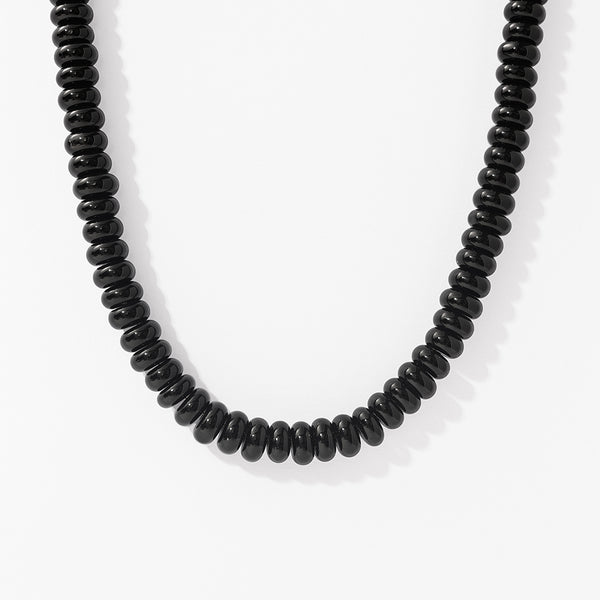 PN0195 925 Sterling Silver Black Charm Beaded Necklace