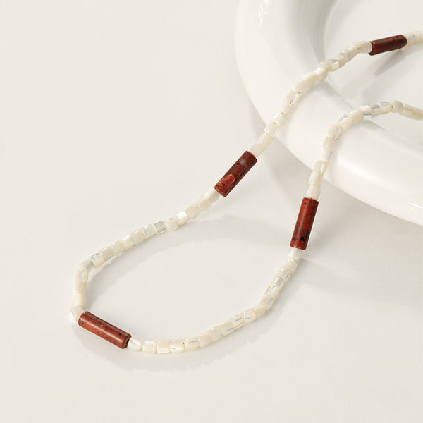 PN0090 925 Sterling Silver Mother Of Pearl Clavicle Necklace