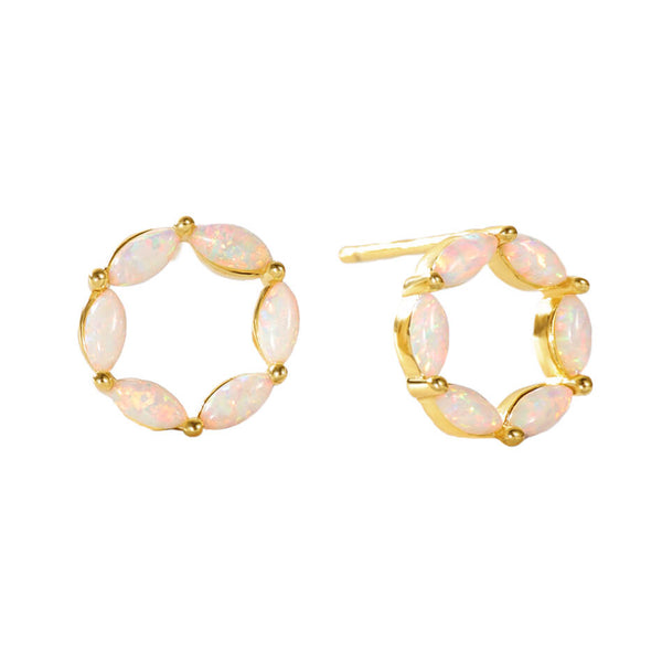 VFE0181 Marquiae Opal Cubic Zirconia Circle Stud Earrings