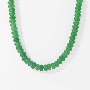 PN0189 925 Sterling Silver Green Charm Beaded Necklace