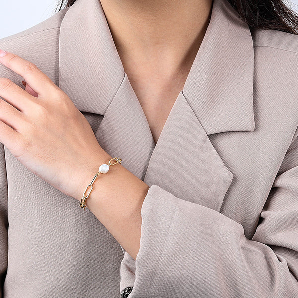 FS0348 925 Sterling Silver Baroque Pearl Bracelet