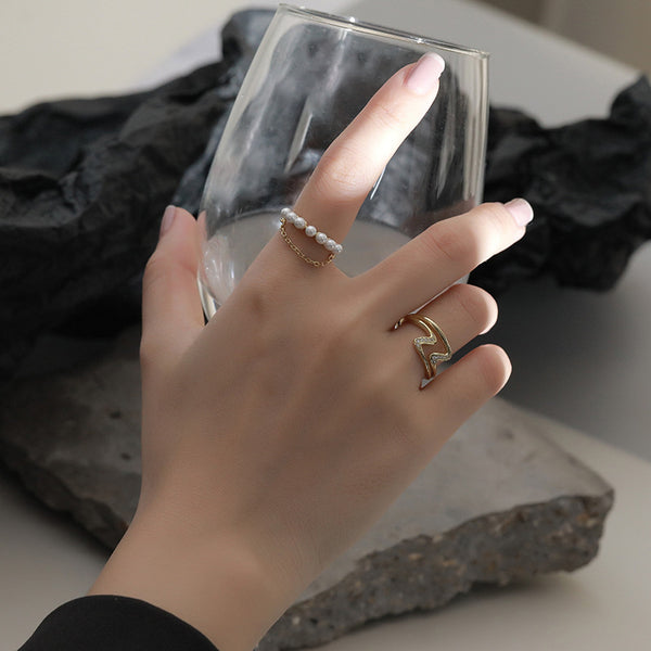 FJ0981 925 Sterling Silver Shell Pearl Split Ring