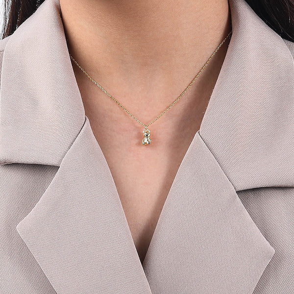 FX1141 925 Sterling Silver Dainty Bear Pendant Necklace
